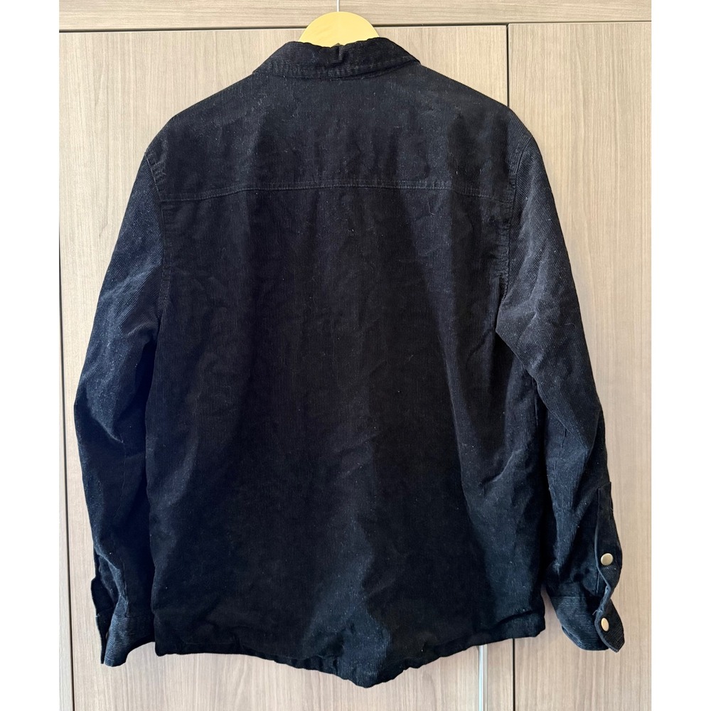 Mountain & Isles Men M Black Corduroy Shirt Jacket Plaid Flannel Lined Shacket - Picture 2 of 9